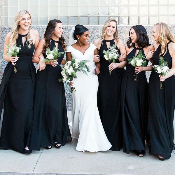 stunning black halter long bridesmaid dresses ruched overskirt chiffon maid of honor dress floor length plus size formal wear, White;pink
stunning black halter long bridesmaid dresses ruched overskirt chiffon maid of honor dress floor length plus size formal wear, White;pink