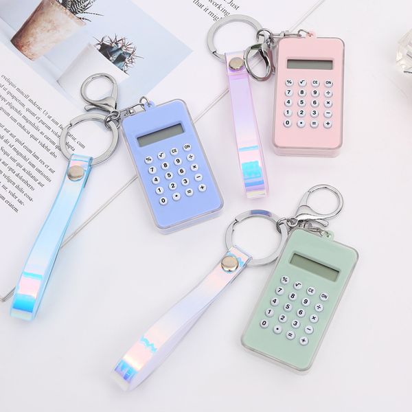 Portable Cute Electronic Calculator Keychain Mini Scientific Calculator Key Ring Student Pocket Calculators