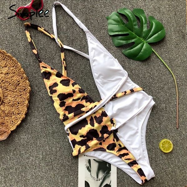 simplee deep v neck leopard print bikini women bandage one piece swimsuit summer beach wear ladies swimsuit 2019, White;black
simplee deep v neck leopard print bikini women bandage one piece swimsuit summer beach wear ladies swimsuit 2019, White;black