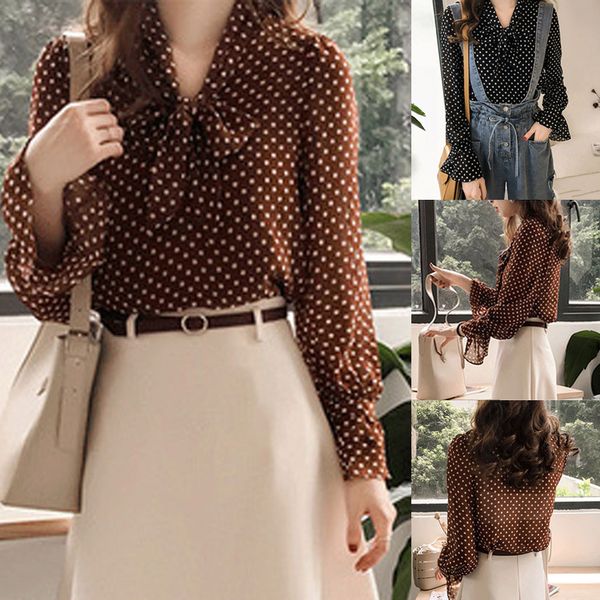 womail 2019 fashion woman blouse shirt chiffon polka dot v-neck bow tie pullover women's shirts female long sleeve blouse top, White
womail 2019 fashion woman blouse shirt chiffon polka dot v-neck bow tie pullover women's shirts female long sleeve blouse top, White