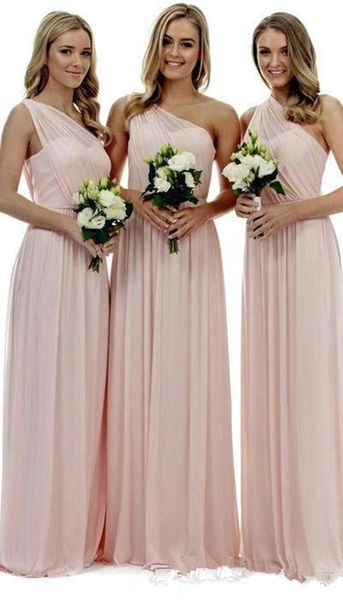 new blush pink one shoulder bridesmaid dresses a line chiffon pleats floor length bridesmaids gowns for summer country weddings, White;pink
new blush pink one shoulder bridesmaid dresses a line chiffon pleats floor length bridesmaids gowns for summer country weddings, White;pink
