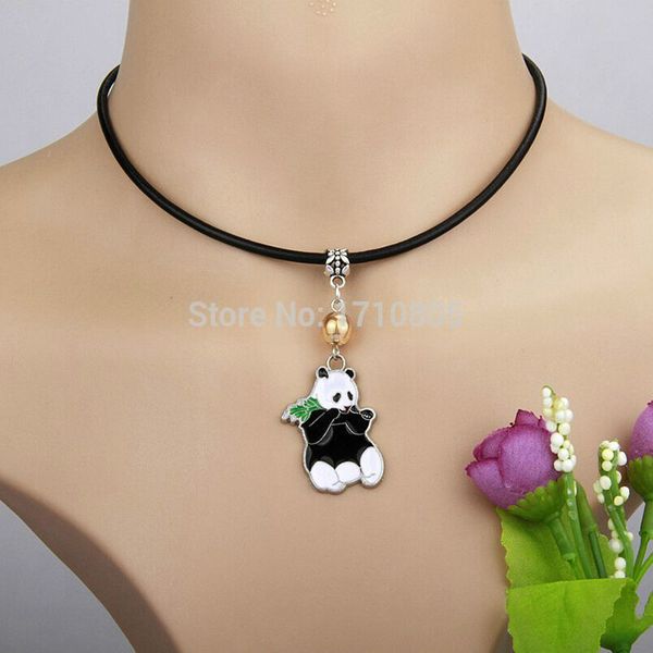 10pcs/lot zinc alloy drop glaze cute panda necklace multi glass bead charm pendant leather rope necklace jewelry valentine's day presen, Silver
10pcs/lot zinc alloy drop glaze cute panda necklace multi glass bead charm pendant leather rope necklace jewelry valentine's day presen, Silver