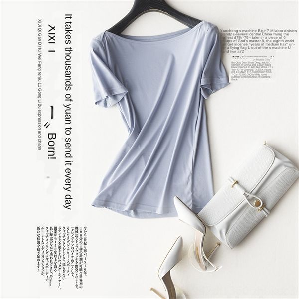 2020 80 -shirt women's one-line op mercerized mercerized cotton collar cotton short sleeve loose top, White
2020 80 -shirt women's one-line op mercerized mercerized cotton collar cotton short sleeve loose top, White
