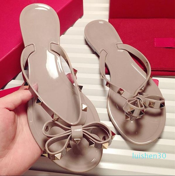 new 2020 woman summer sandals rivets big bowknot flip flops beach sandalias femininas flat jelly designer sandals l30, Black
new 2020 woman summer sandals rivets big bowknot flip flops beach sandalias femininas flat jelly designer sandals l30, Black