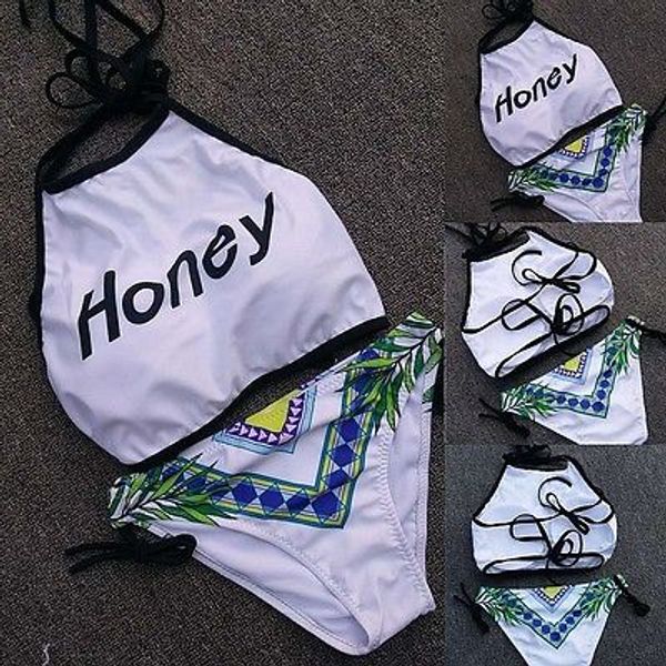 summer new women letters printed halter bikini set bandage push-up padded bra triangle swimsuit swimwear 
summer new women letters printed halter bikini set bandage push-up padded bra triangle swimsuit swimwear