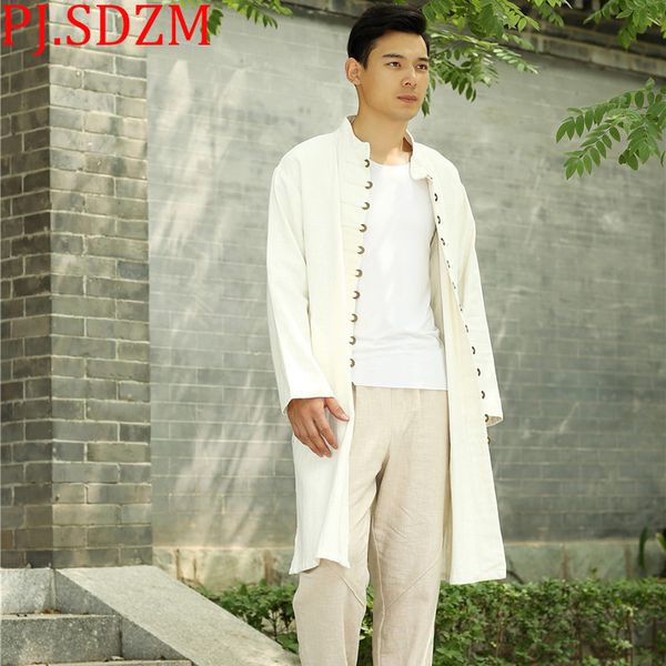 pj.sdzm 2018 new men's cardigan jacket opean stitch copper buckle leisure windbreaker medium-long national linen coat, Tan;black
pj.sdzm 2018 new men's cardigan jacket opean stitch copper buckle leisure windbreaker medium-long national linen coat, Tan;black
