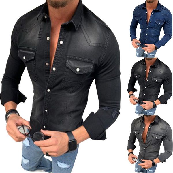 fashion men wash denim jeans shirt 2018 autumn long sleeves shirt casual slim denim eu size, White;black
fashion men wash denim jeans shirt 2018 autumn long sleeves shirt casual slim denim eu size, White;black