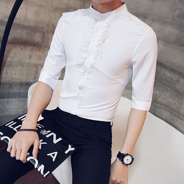 stand collar lace shirt men fashion 2020 summer half sleeve mens casual shirts all match streetwear party tuxedo dress, White;black
stand collar lace shirt men fashion 2020 summer half sleeve mens casual shirts all match streetwear party tuxedo dress, White;black