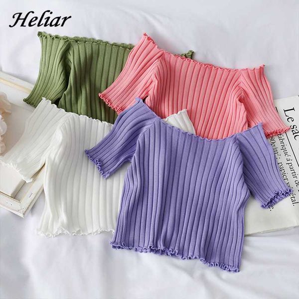 heliar women t-shirt off shoulder knitting crop women fashion solid short sleeve skinny t-shirts 2020 summer, White
heliar women t-shirt off shoulder knitting crop women fashion solid short sleeve skinny t-shirts 2020 summer, White