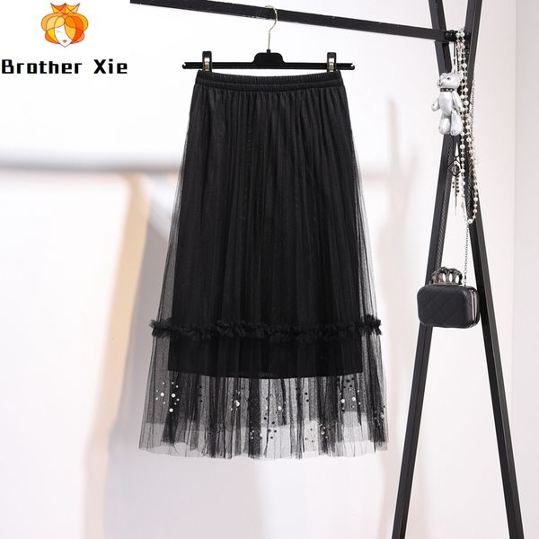 2020 spring summer vintage skirt womens elastic high waist tulle mesh skirt long pleated tutu women saias midi faldas jupe, Black
2020 spring summer vintage skirt womens elastic high waist tulle mesh skirt long pleated tutu women saias midi faldas jupe, Black