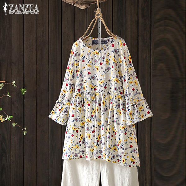 2020 zanzea vintage print tee shirts women's floral blouse casual 3/4 flare sleeve chemise female o neck pleated blusas tunic, White
2020 zanzea vintage print tee shirts women's floral blouse casual 3/4 flare sleeve chemise female o neck pleated blusas tunic, White