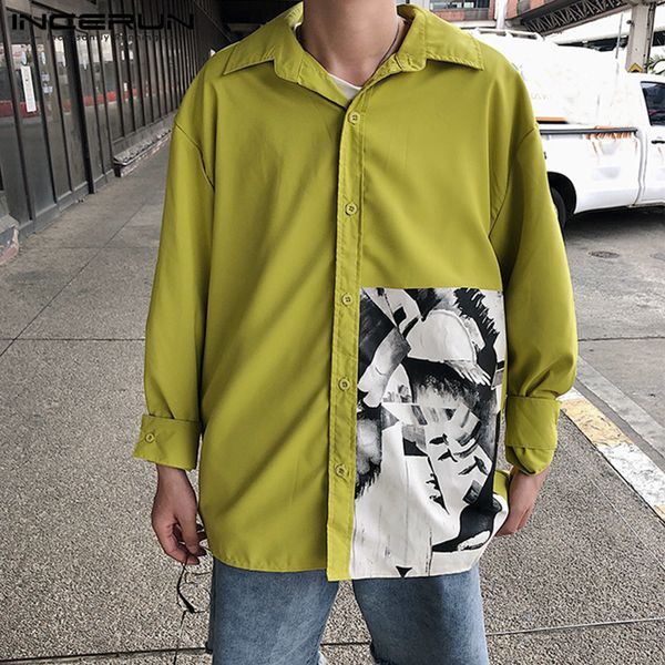 incerun fashion men shirt printing lapel long sleeve button casual korean shirts streetwear loose breathable brand camisa 2020, White;black
incerun fashion men shirt printing lapel long sleeve button casual korean shirts streetwear loose breathable brand camisa 2020, White;black