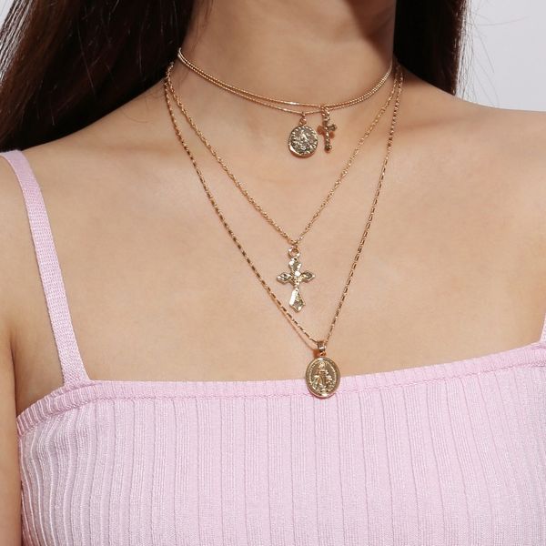 quality virgin mary dainty gold medallion cross necklace,multi-layer mother mary pendant, religious, catholic jewelry, Silver
quality virgin mary dainty gold medallion cross necklace,multi-layer mother mary pendant, religious, catholic jewelry, Silver