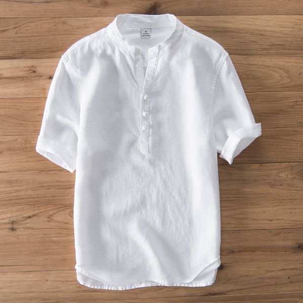 2019 pure linen brand shirt men summer white shirts for men short sleeve stand collar shirt mens casual fashion shirts male, White;black
2019 pure linen brand shirt men summer white shirts for men short sleeve stand collar shirt mens casual fashion shirts male, White;black