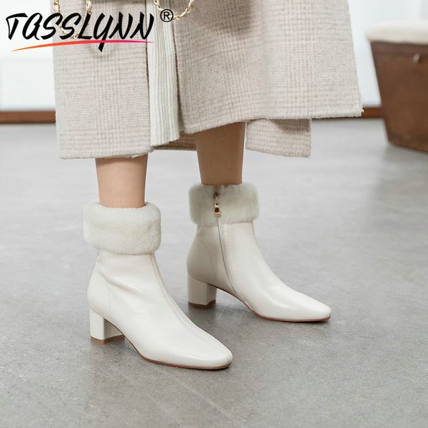 tasslynn 2020 elegant genuine leather ankle boots for women fur zip round toe boots white winter women size 34-40, Black
tasslynn 2020 elegant genuine leather ankle boots for women fur zip round toe boots white winter women size 34-40, Black