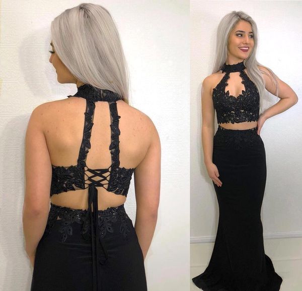 two pieces prom dresses 2019 black halter neck holidays graduation wear evening party gowns custom made plus size
two pieces prom dresses 2019 black halter neck holidays graduation wear evening party gowns custom made plus size