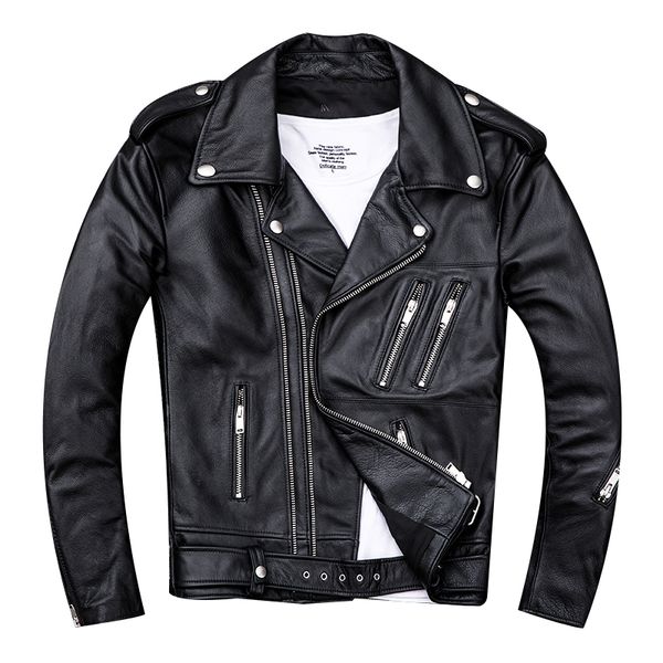 cow hide leather leather zipper more male brief paragraph cultivate one's morality take jacket lapel locomotive, Black
cow hide leather leather zipper more male brief paragraph cultivate one's morality take jacket lapel locomotive, Black