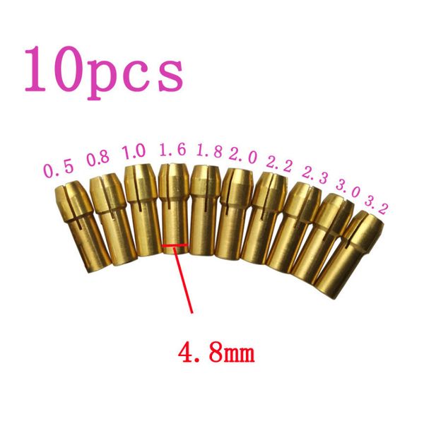 10pcs/set 0.5-3.2mm three-jaw copper drill chuck flexible shaft screw cap nut collet bit set for dremel tool accessories
10pcs/set 0.5-3.2mm three-jaw copper drill chuck flexible shaft screw cap nut collet bit set for dremel tool accessories