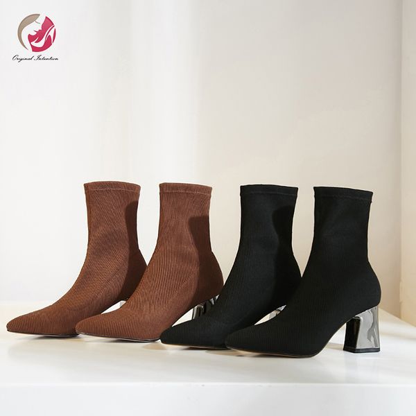 original intention stylish knitting wool sock ankle boots woman black brown pointed toe elegant lady shoes chunky heels
original intention stylish knitting wool sock ankle boots woman black brown pointed toe elegant lady shoes chunky heels