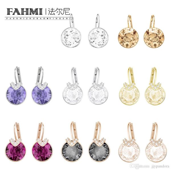 

fahmi swa bella rose gold gilt crystal zirconia women's fashion pierced earrings multi-color choice eternal elegance shine charm, Golden;silver