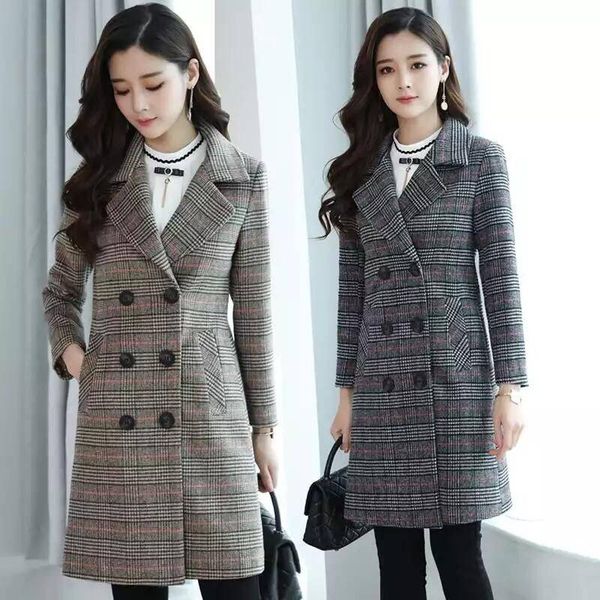 autumn winter women wool blends casual jacket plaid trench coat elegant slim thick outerwear female overcoat plus size, Black
autumn winter women wool blends casual jacket plaid trench coat elegant slim thick outerwear female overcoat plus size, Black