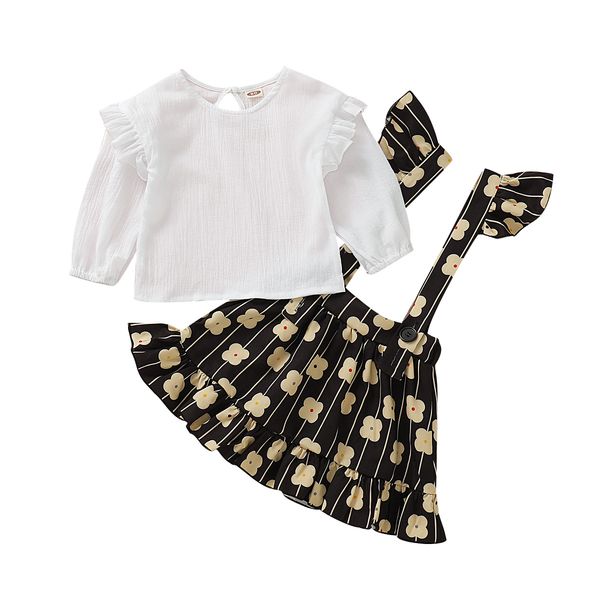 new spring toddler kid baby girl clothes ruffle long sleeves t-shirt strap daisy skirt outfit autumn set, White
new spring toddler kid baby girl clothes ruffle long sleeves t-shirt strap daisy skirt outfit autumn set, White