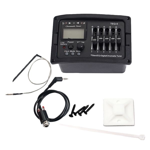 acoustic guitar pickup eq equalizer piezo pickup tuner, 5 band w/ volume accs 
acoustic guitar pickup eq equalizer piezo pickup tuner, 5 band w/ volume accs