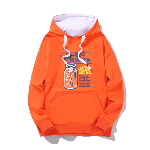 2019 new hooded sweater male japanese beverage printing over the fire ins loose sweater simple wild lovers, Black
2019 new hooded sweater male japanese beverage printing over the fire ins loose sweater simple wild lovers, Black