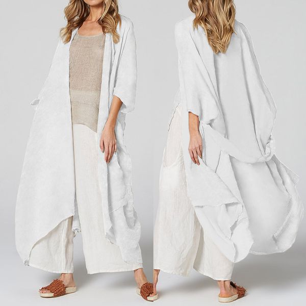celmia plus size women vintage blouse solid kimono cardigan 2019 summer beach cover up belted casual loose blusas long shirt, White
celmia plus size women vintage blouse solid kimono cardigan 2019 summer beach cover up belted casual loose blusas long shirt, White