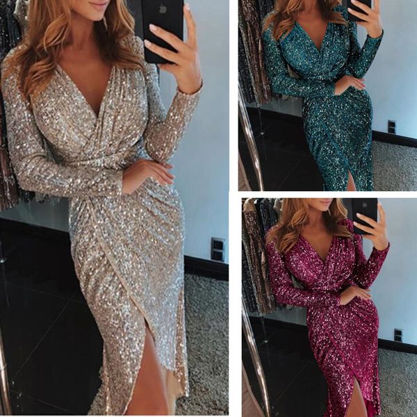 2019 plus размер продажа hot обычный женщины платье платье лонго vadim бесплатная доставка блестки платья с длинным рукавом v-образным вырез, Black;pink 
2019 plus размер продажа hot обычный женщины платье платье лонго vadim бесплатная доставка блестки платья с длинным рукавом v-образным вырез, Black;pink