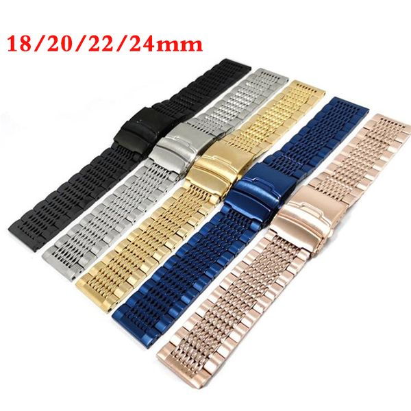 luxury blue/rose gold/yellow gold 18mm/20mm/22mm/24mm solid link polished watch band stainless steel strap wristband bangle replacement, Black;brown
luxury blue/rose gold/yellow gold 18mm/20mm/22mm/24mm solid link polished watch band stainless steel strap wristband bangle replacement, Black;brown