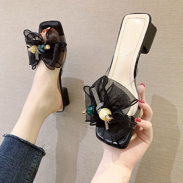 shoes ladies' slippers butterfly-knot square heel transparent heel slipers women heeled mules slides soft block flat, Black
shoes ladies' slippers butterfly-knot square heel transparent heel slipers women heeled mules slides soft block flat, Black