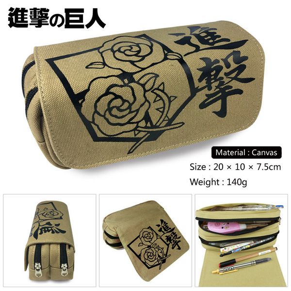 anime attack on titan cartoon canvas double zipper pencil bag pen case student stationery container women handbags cosmetic bags
anime attack on titan cartoon canvas double zipper pencil bag pen case student stationery container women handbags cosmetic bags