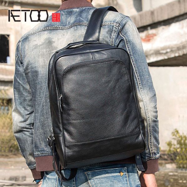 

aetoo the first layer of leather shoulder bag men's bag backpack leather travel men's business large capacity casual
