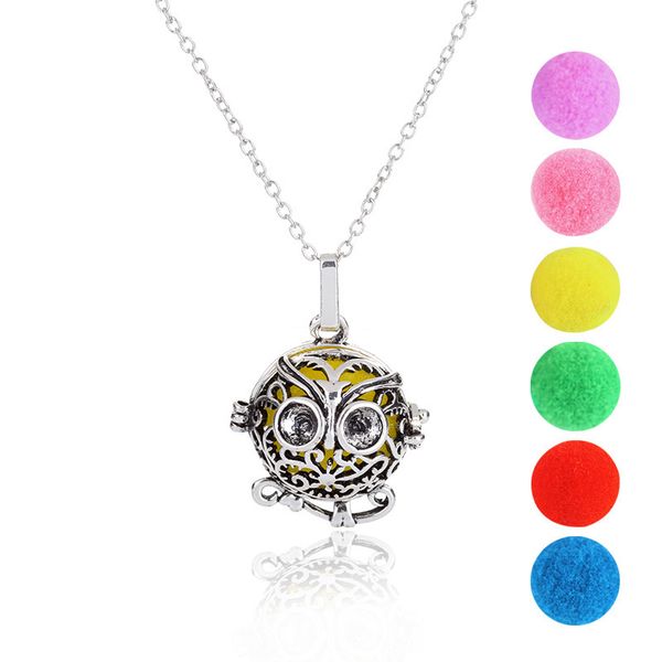 cage necklace can open aromatherapy diy owl pendeloque cut accessories, Silver 
cage necklace can open aromatherapy diy owl pendeloque cut accessories, Silver