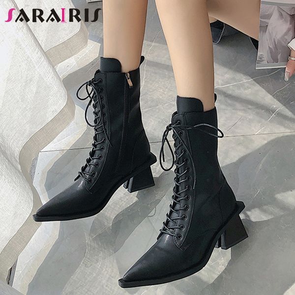 sarairis new ladies cool pointed toe boots women med heels boots mature lace-up black mid-calf shoes woman
sarairis new ladies cool pointed toe boots women med heels boots mature lace-up black mid-calf shoes woman