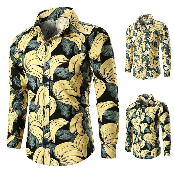nice spring new men shirt men banana print long-sleeved hawaii basic shirt large size casual clothing, White;black
nice spring new men shirt men banana print long-sleeved hawaii basic shirt large size casual clothing, White;black