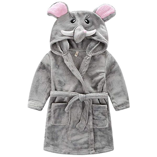 little girl's flannel bathrobe ,grey elephant,120: 5t