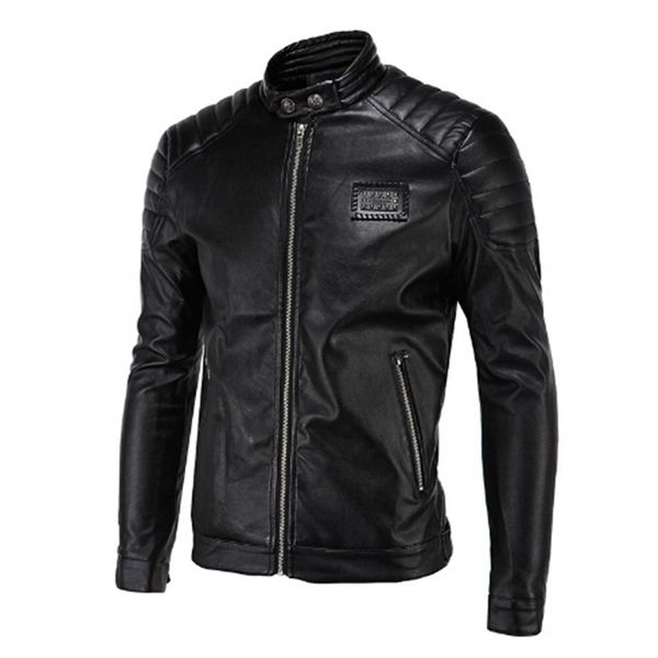 2017 spring leather jackets men black biker jackets men quilting shoulder rivets badge patch vintage motorcycle
2017 spring leather jackets men black biker jackets men quilting shoulder rivets badge patch vintage motorcycle