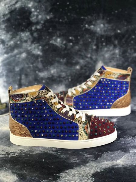 brand design red bottom men colorful spiked suede leather high sneakers rivets junior spikes sizes 35-47 with box, Black
brand design red bottom men colorful spiked suede leather high sneakers rivets junior spikes sizes 35-47 with box, Black
