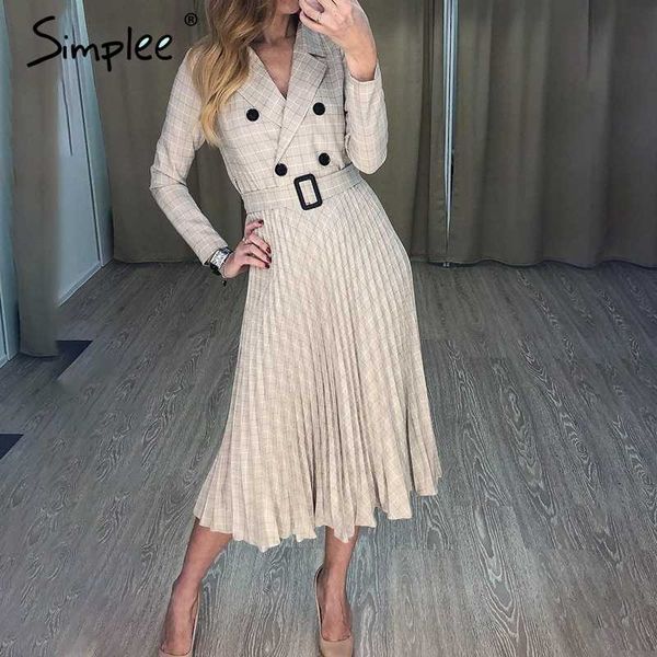 simplee vintage pleated belt plaid dress women elegant office ladies blazer dresses long sleeve female autumn midi party dress, Black;gray
simplee vintage pleated belt plaid dress women elegant office ladies blazer dresses long sleeve female autumn midi party dress, Black;gray