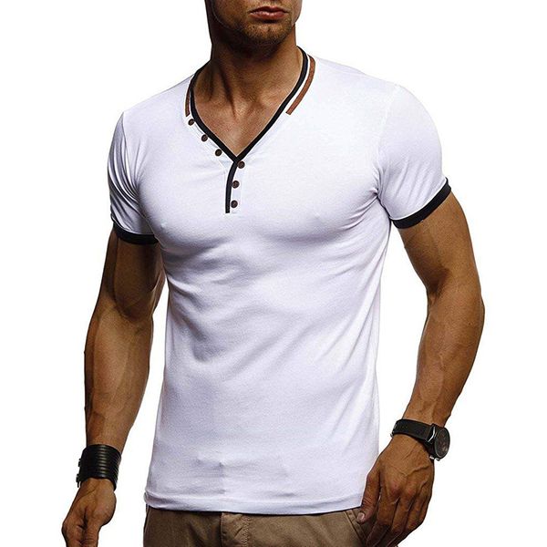 summer 2019 men's fitness v-neck t-shirt neck button splicing t-shirt male high street stylish men clothes man, White;black
summer 2019 men's fitness v-neck t-shirt neck button splicing t-shirt male high street stylish men clothes man, White;black