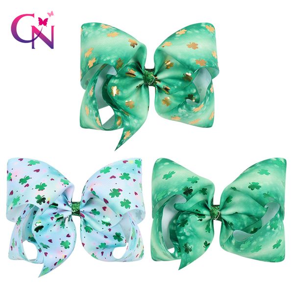 cn 6 pcs/lot 7" large st.patrick's day's hair bows with clips for kids girls shamrock printed bowknot hairgrips hair accessor, Slivery;white
cn 6 pcs/lot 7" large st.patrick's day's hair bows with clips for kids girls shamrock printed bowknot hairgrips hair accessor, Slivery;white