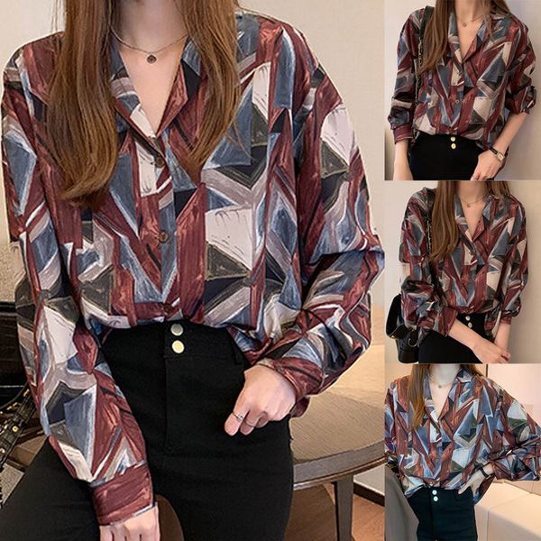 new fashion women print button vintage turn-down collar long sleeve shirt lightweight soft and comfortable women, White
new fashion women print button vintage turn-down collar long sleeve shirt lightweight soft and comfortable women, White