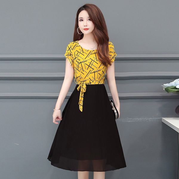 2019 women casual elegant neck short sleeve a-line irregular stitching dress, Black;gray
2019 women casual elegant neck short sleeve a-line irregular stitching dress, Black;gray