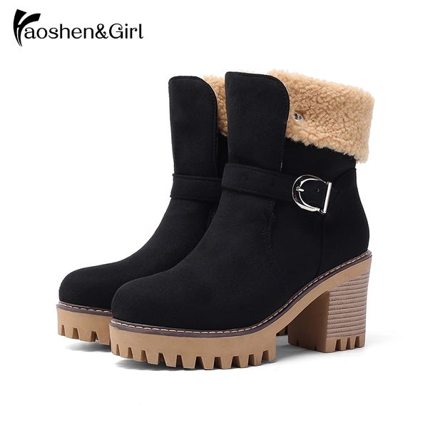 haoshen&girl new winter ankle boots woman square heel 8cm platform snow boots keep warm plush fur women's shoes size10.5, Black
haoshen&girl new winter ankle boots woman square heel 8cm platform snow boots keep warm plush fur women's shoes size10.5, Black