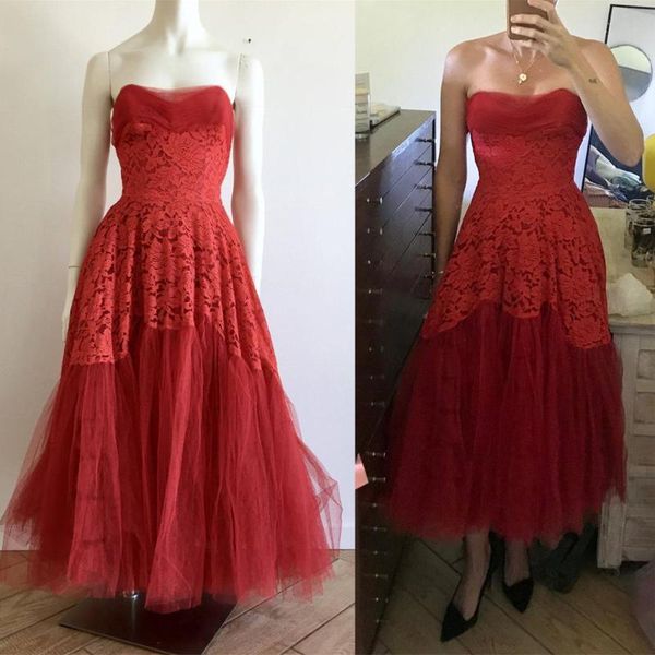 red lace full swing dress strapless knee-length cotillion formals tulle full skirt prom dress evening party 2020, White;black
red lace full swing dress strapless knee-length cotillion formals tulle full skirt prom dress evening party 2020, White;black