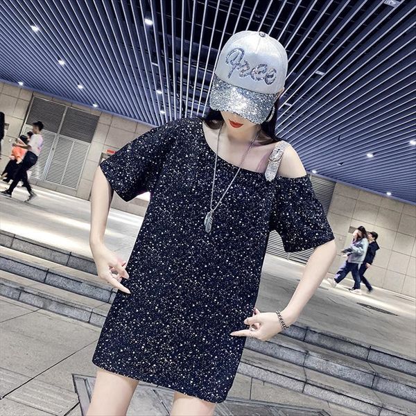 shoulder-leaking t-shirt women's loose midi short-sleeved ins2019 starry sky personalized sparkling shoulder-leaking t-shirt women', White
shoulder-leaking t-shirt women's loose midi short-sleeved ins2019 starry sky personalized sparkling shoulder-leaking t-shirt women', White