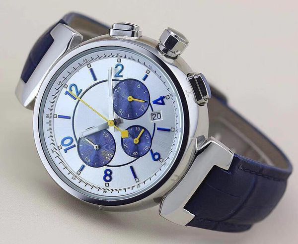 2020 fashion -forward quartz men watches chronograph outdoor mens watch wristwatch with white dial with blue markers and leather strap, Slivery;brown
2020 fashion -forward quartz men watches chronograph outdoor mens watch wristwatch with white dial with blue markers and leather strap, Slivery;brown