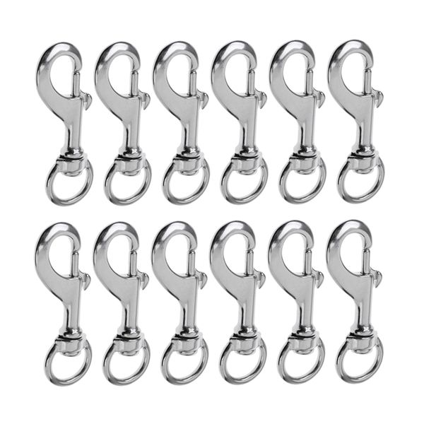 12pcs 316 stainless steel swivel eye lobster clasp bolt snap clip hook for keychains, pet leashes, leather craft products - 88mm
12pcs 316 stainless steel swivel eye lobster clasp bolt snap clip hook for keychains, pet leashes, leather craft products - 88mm